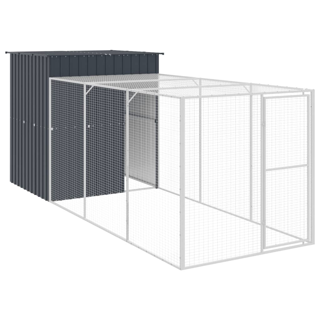 VidaXL Poulailler avec enclos 165x455x181 cm Acier Galvanisé Anthracite