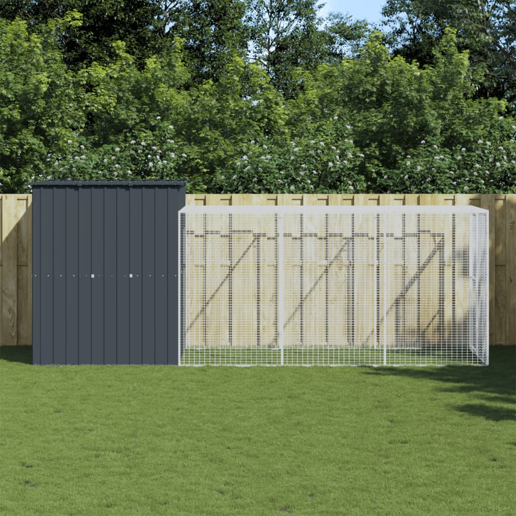 VidaXL Poulailler avec enclos 165x455x181 cm Acier Galvanisé Anthracite