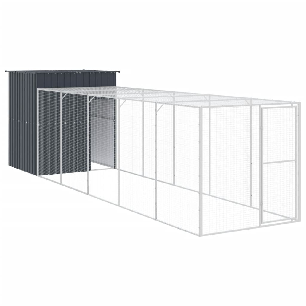 VidaXL Poulailler avec enclos 165x659x181 cm Acier Galvanisé Anthracite