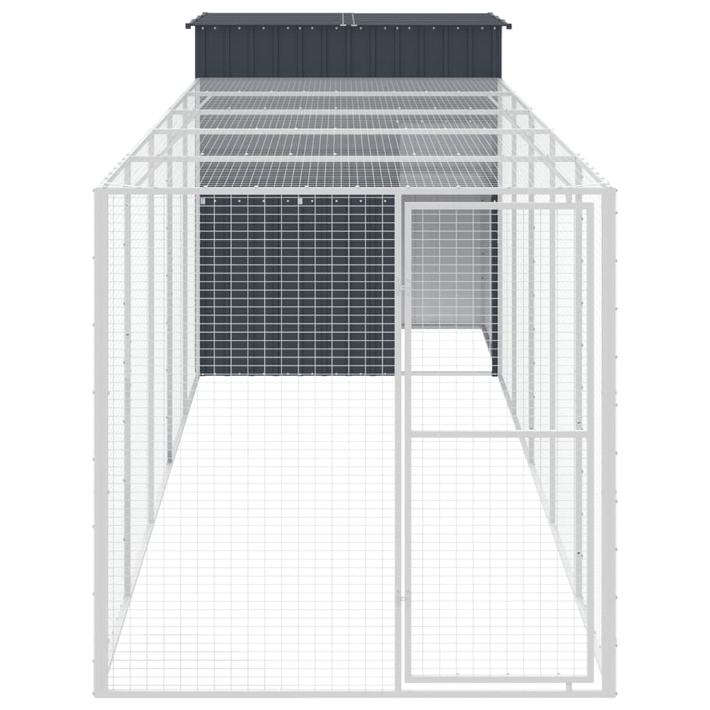 VidaXL Poulailler avec enclos 165x659x181 cm Acier Galvanisé Anthracite