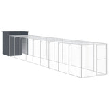 VidaXL Poulailler avec enclos 165x1067x181 cm Acier Anthracite