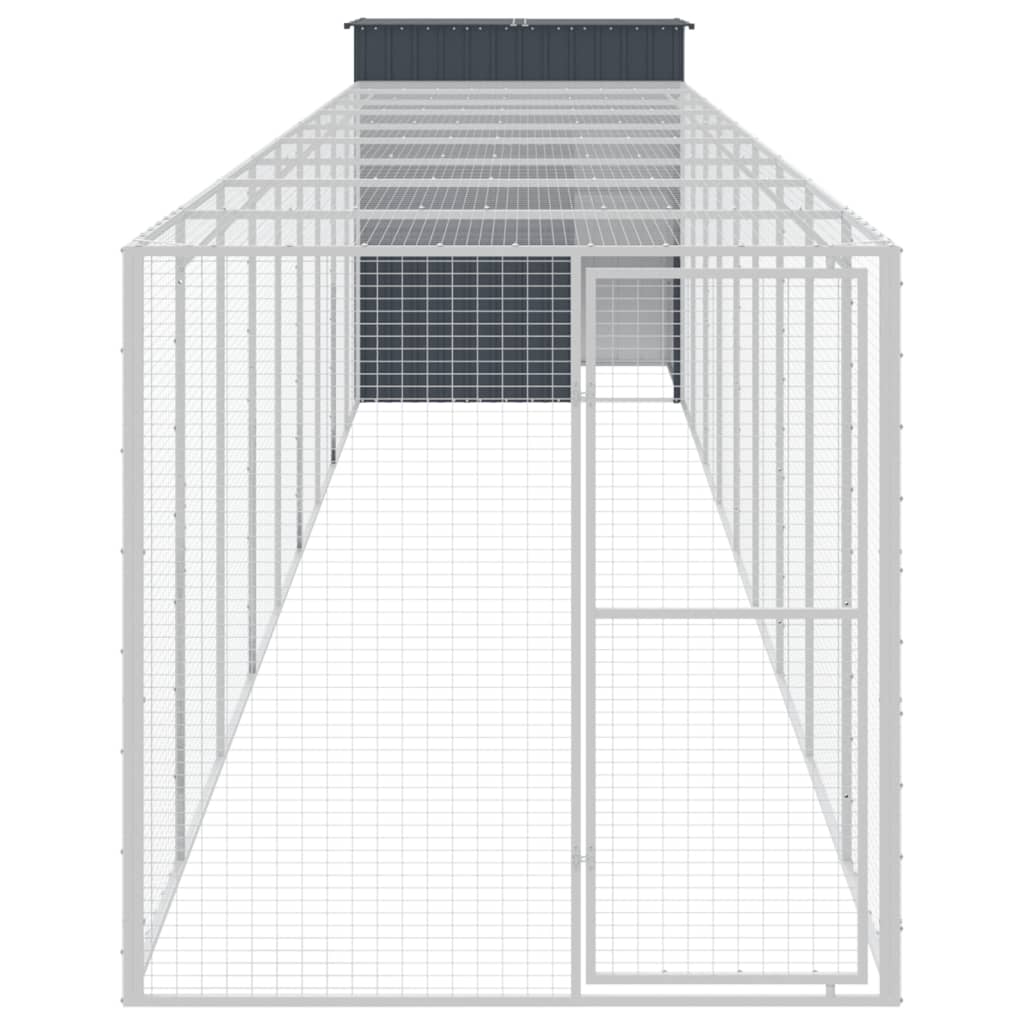 VidaXL Poulailler avec enclos 165x1067x181 cm Acier Anthracite