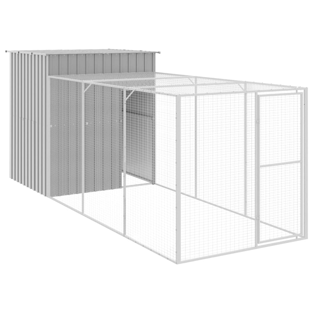 VidaXL Poulailler avec enclos 165x455x181 cm acier gris clair