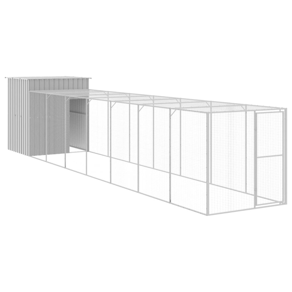 VidaXL Poulailler avec Enclos 165x863x181 cm Acier Galvanisé Gris