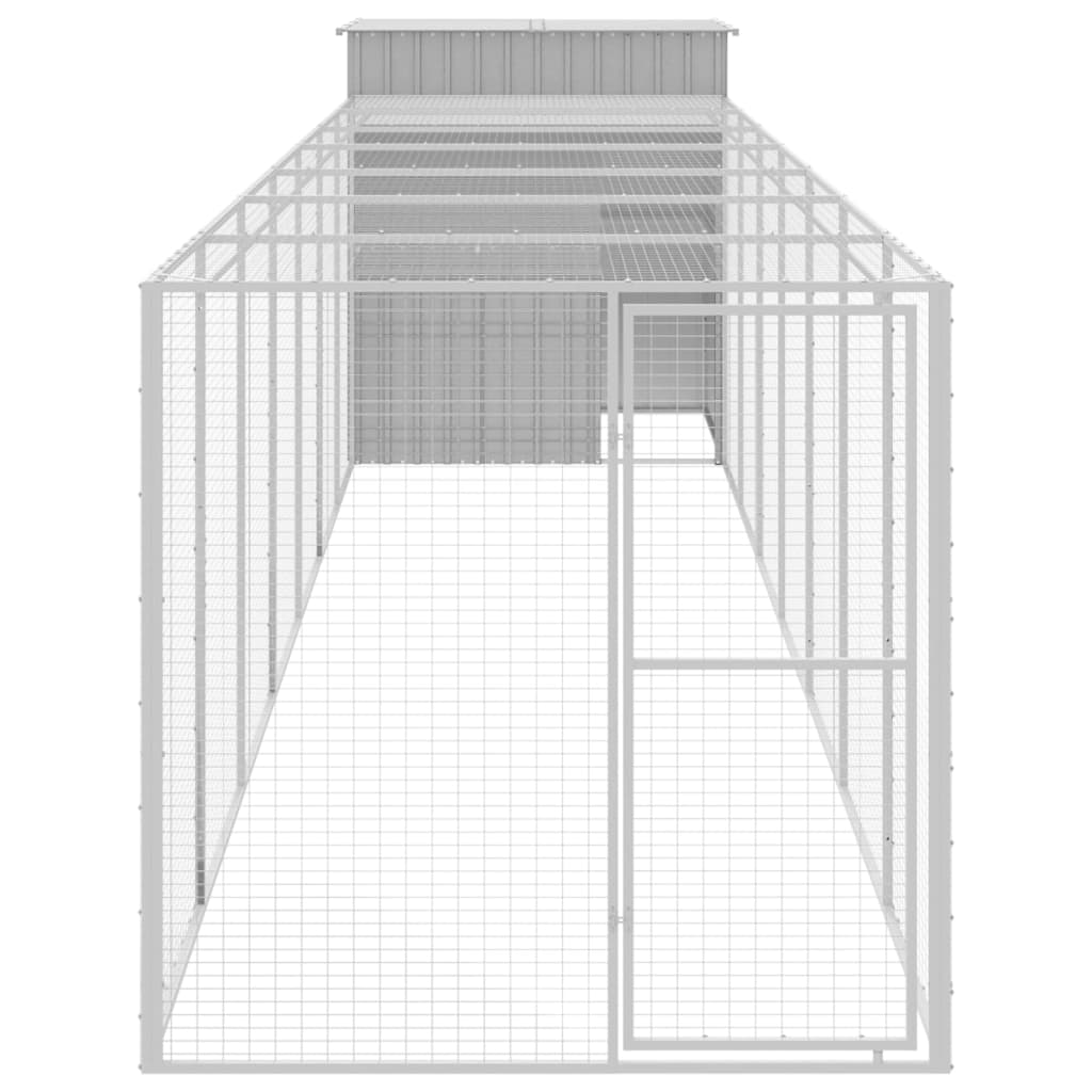 VidaXL Poulailler avec Enclos 165x863x181 cm Acier Galvanisé Gris