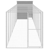 VidaXL Poulailler avec enclos 165x1067x181 cm Acier Gris Clair