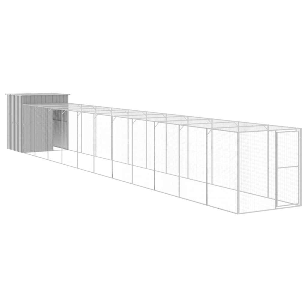 VidaXL Poulailler avec enclos 165x1271x181 cm Acier Gris Clair