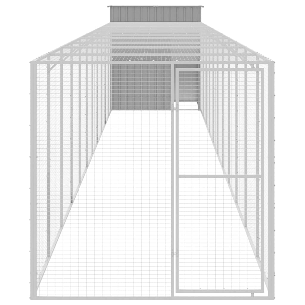 VidaXL Poulailler avec enclos 165x1271x181 cm Acier Gris Clair