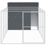 Vidaxl dog loft with run 214x457x181 cm galvanized steel anthracite