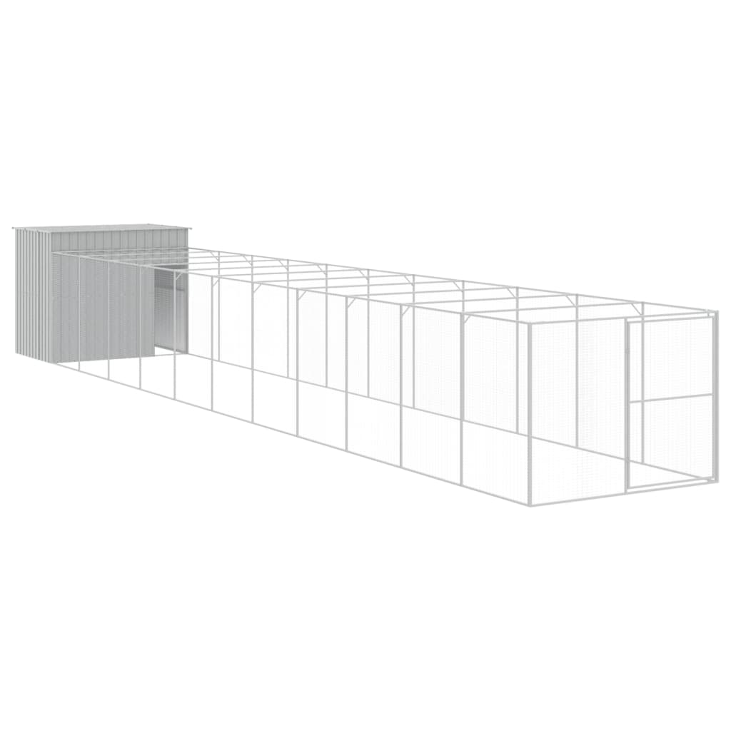 Vidaxl dog loft with run 214x1273x181 cm steel light gray