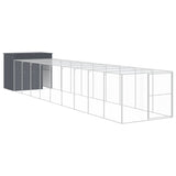 Vidaxl dog loft with run 214x1069x181 cm steel anthracite