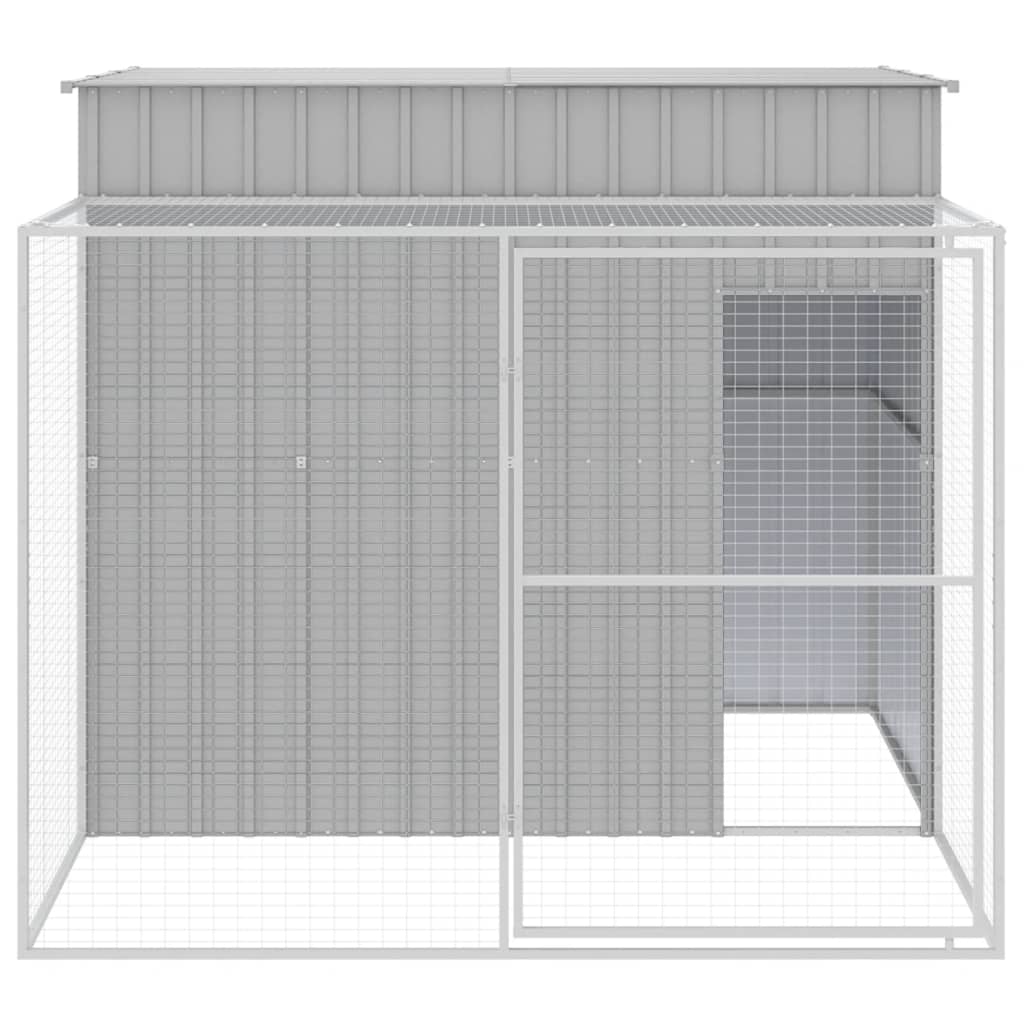 Vidaxl dog loft with run 214x253x181 cm steel light gray