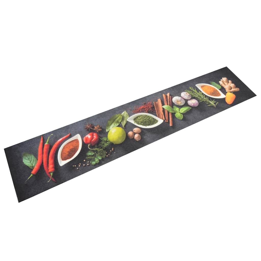 Vidaxx tapis de cuisine lavable imprimé à base de plantes 60x300 cm velours
