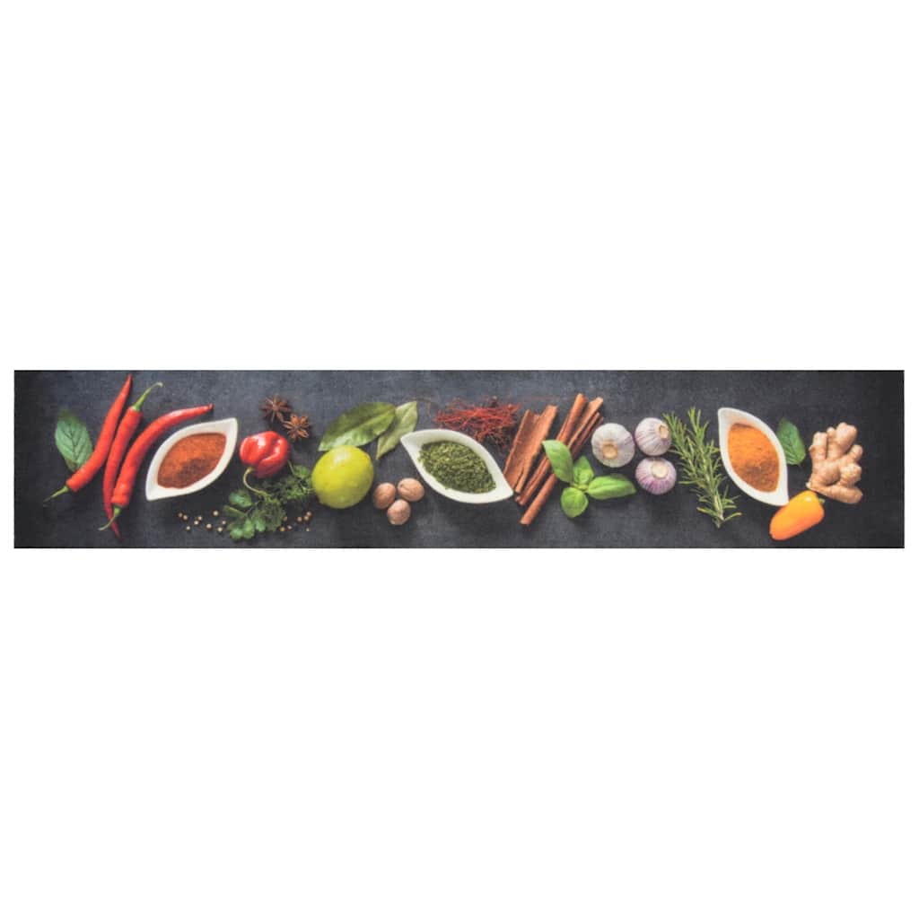 Vidaxx tapis de cuisine lavable imprimé à base de plantes 60x300 cm velours