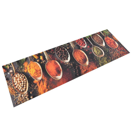 Vidaxx tapis de cuisine lavable cuillère et imprimé herbes 60x180 cm velours