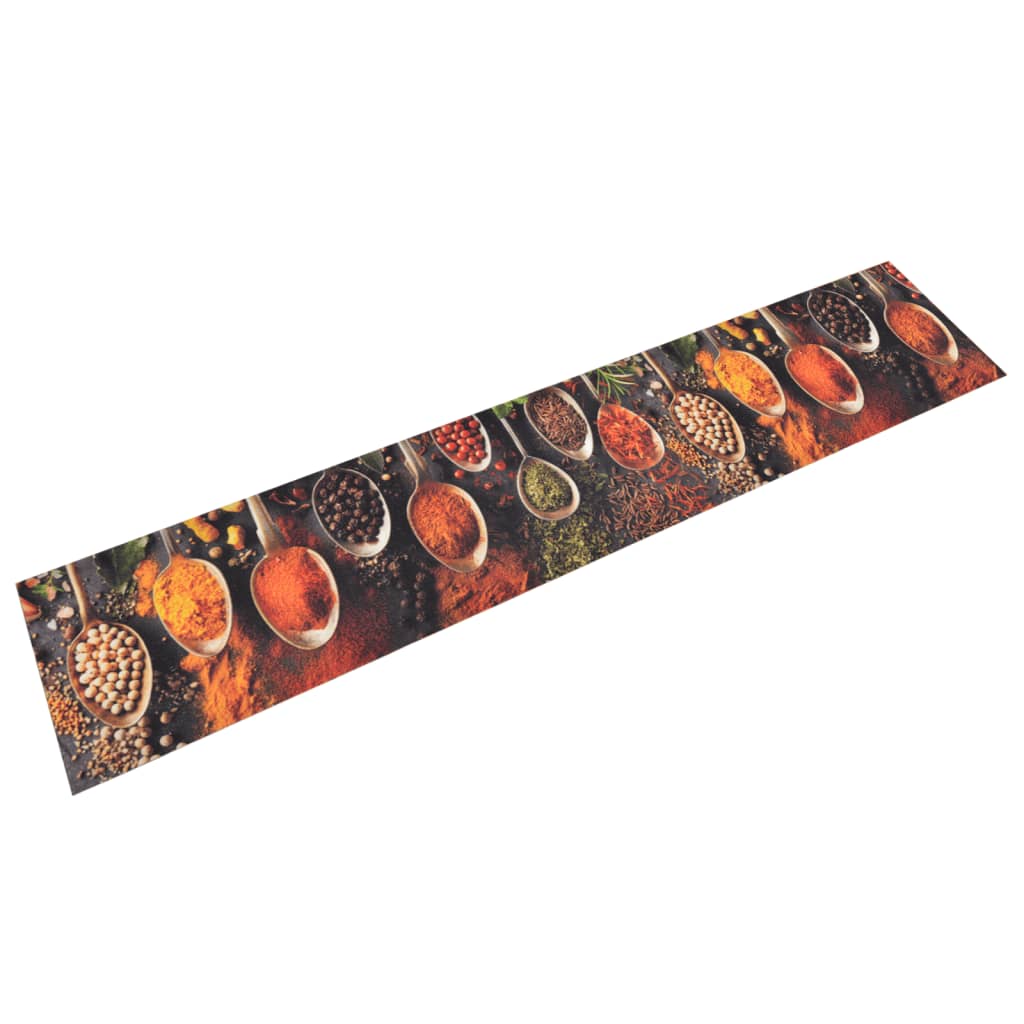 Vidaxx tapis de cuisine lavable cuillère et imprimé herbes 60x300 cm velours