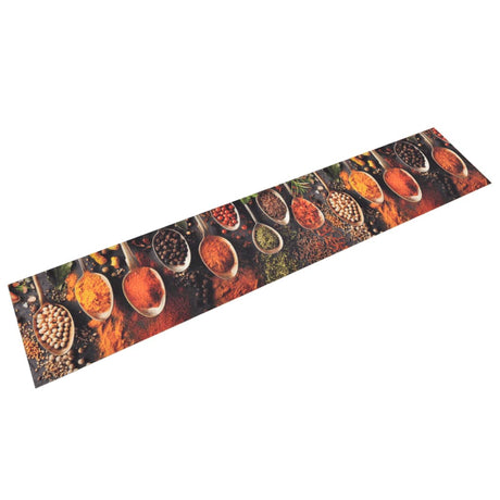 Vidaxx tapis de cuisine lavable cuillère et imprimé herbes 60x300 cm velours