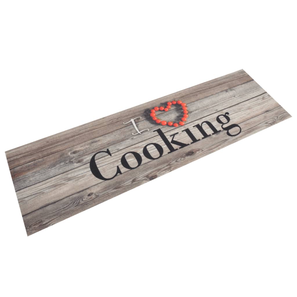 Vidaxl keukenmat wasbaar cooking-print 45x150 cm fluweel grijs