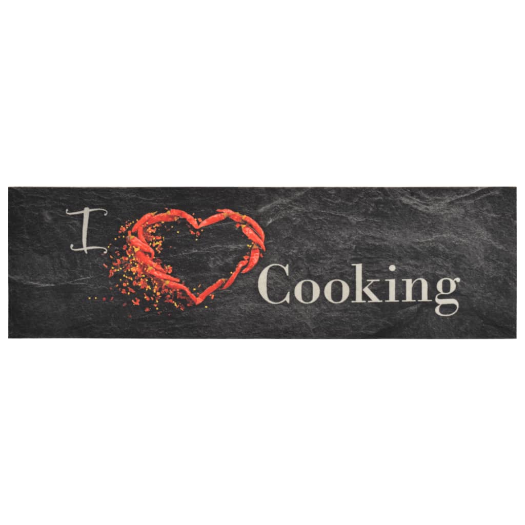 Vidaxx tapis de cuisine lavable imprimé de cuisine 45x150 cm velours noir