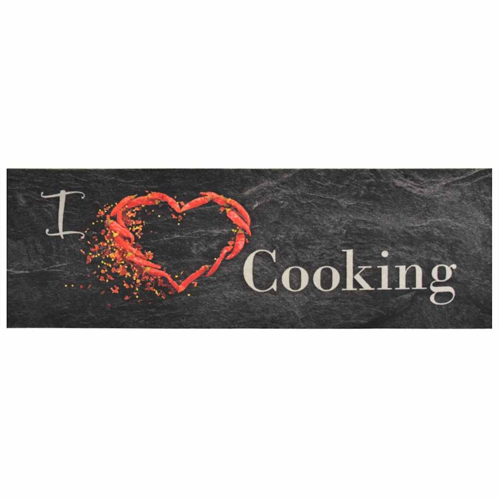 Vidaxx tapis de cuisine lavable imprimé de cuisine 60x180 cm velours noir