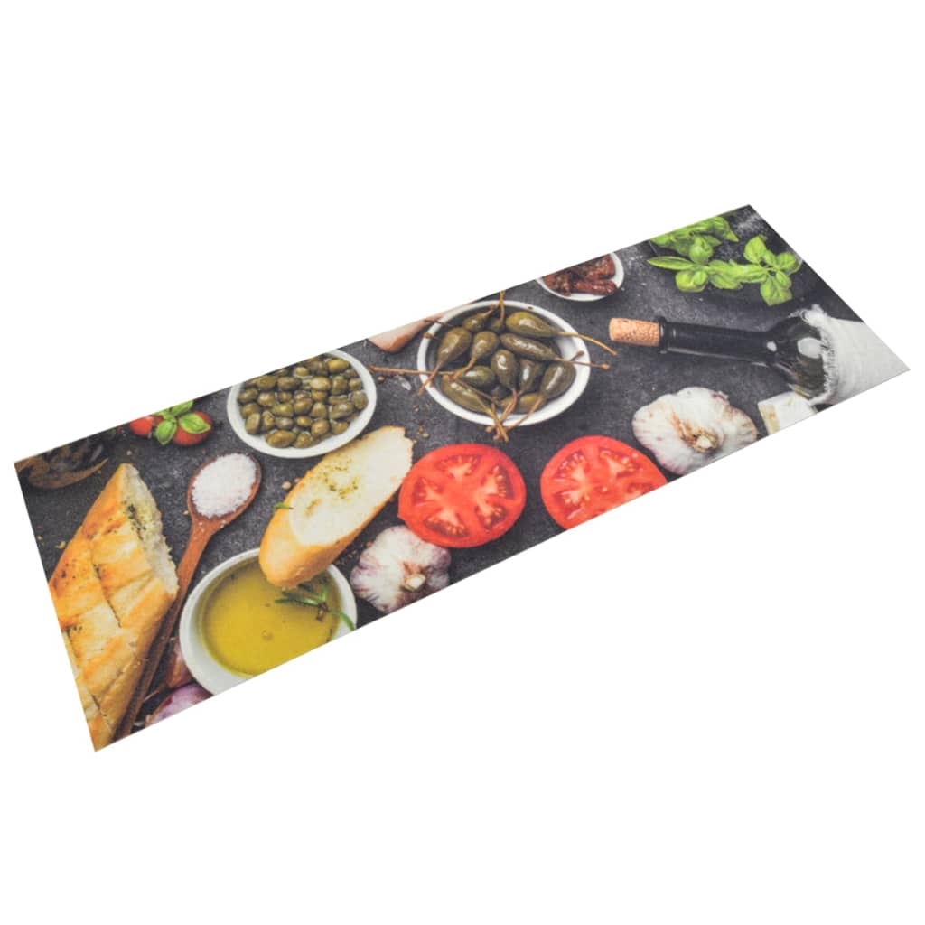 Vidaxx tapis de cuisine lavable imprimé vin et dîner 60x180 cm velours