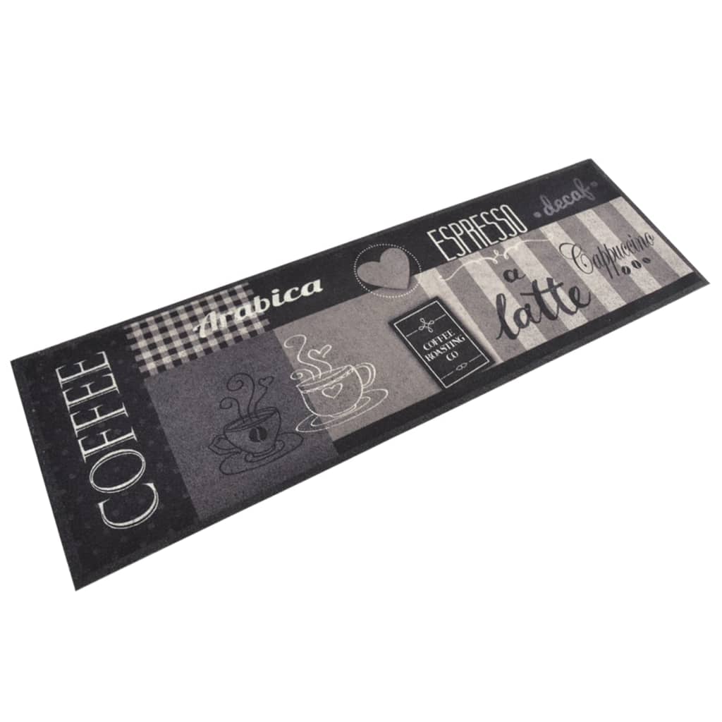 Vidaxx tapis de cuisine lavable imprimé café 60x180 cm velours noir