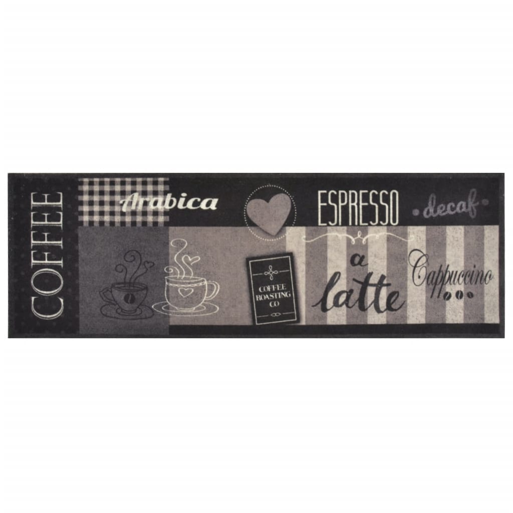 Vidaxx tapis de cuisine lavable imprimé café 60x180 cm velours noir
