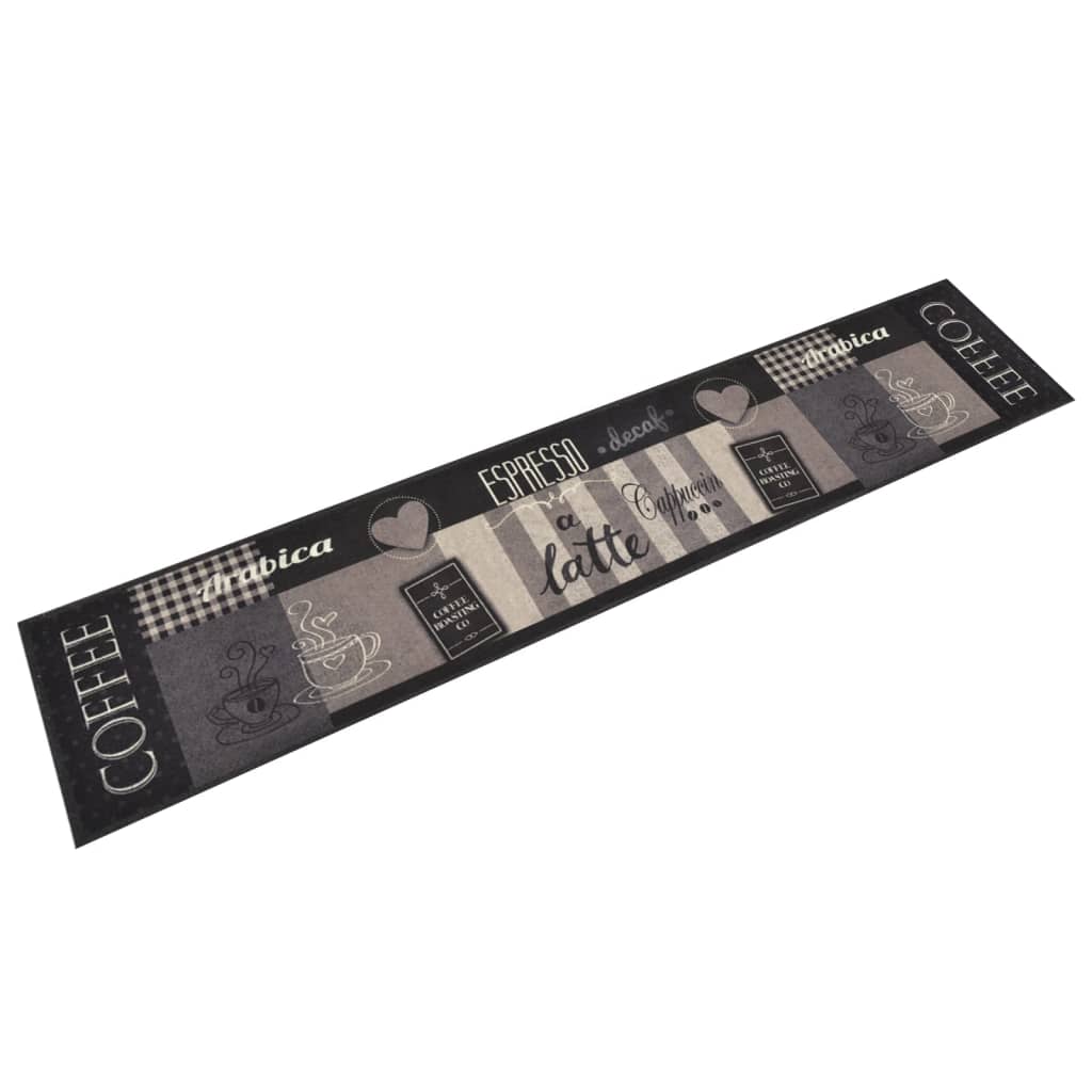 Vidaxx tapis de cuisine lavable imprimé café 60x300 cm velours noir