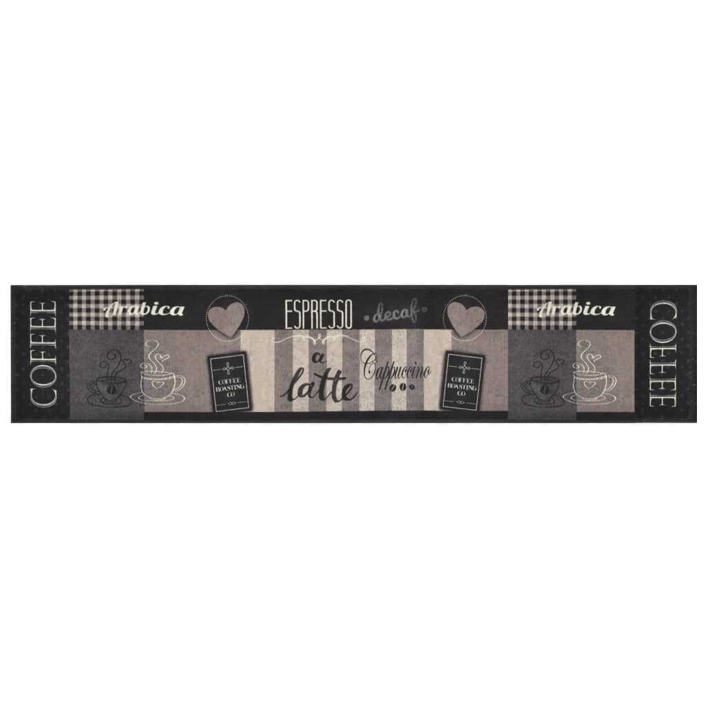 Vidaxx tapis de cuisine lavable imprimé café 60x300 cm velours noir
