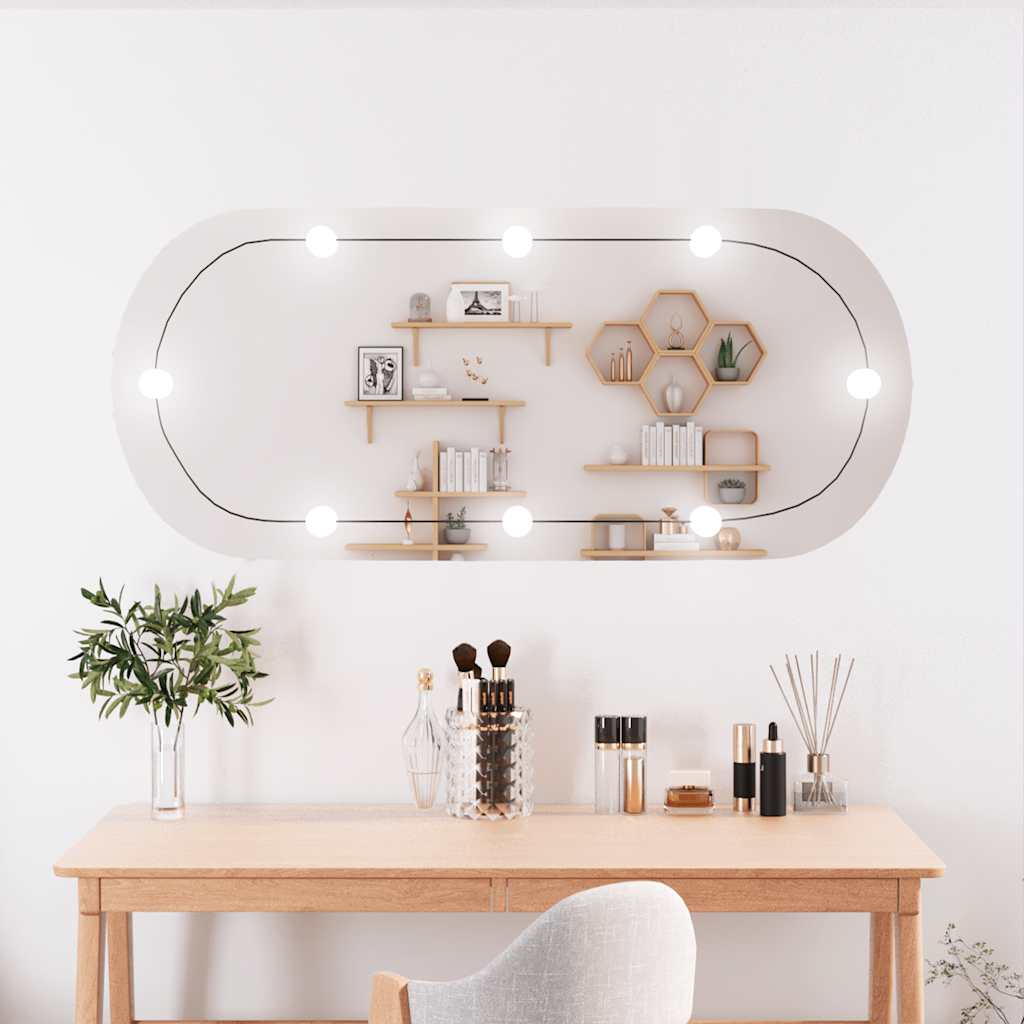 VidaXL Miroir mural avec LED ovale 45x100 cm verre