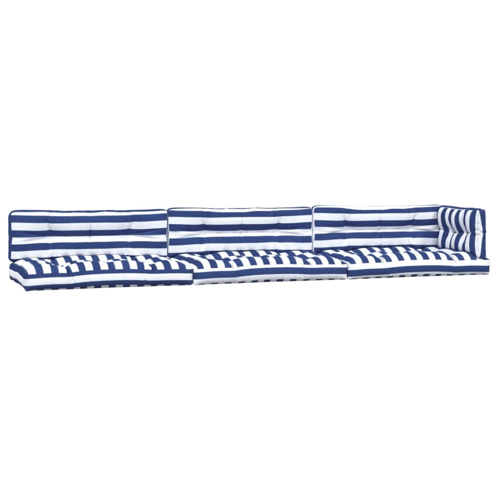 VidaXL Coussins de palette 7 pcs tissu rayé blanc et bleu