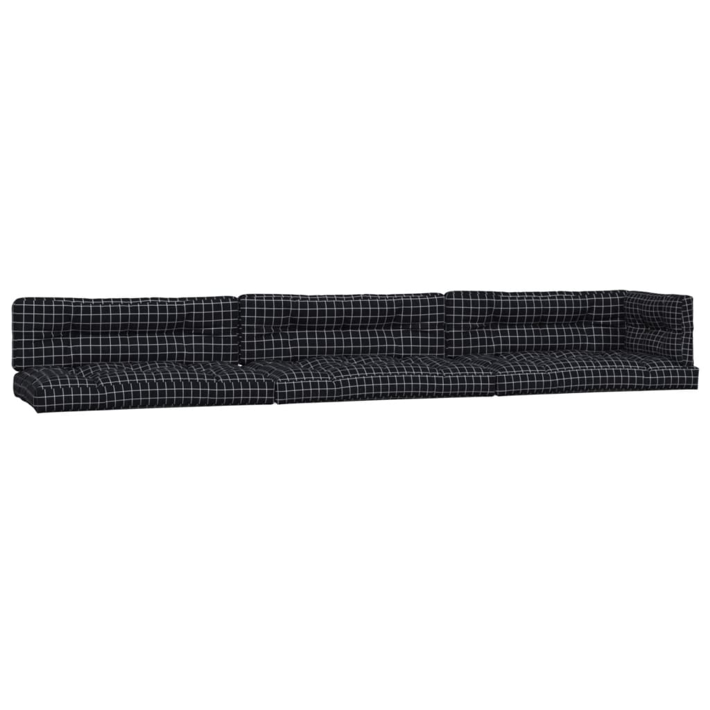 VidaXL Coussins de palette 7 pcs tissu motif diamant noir