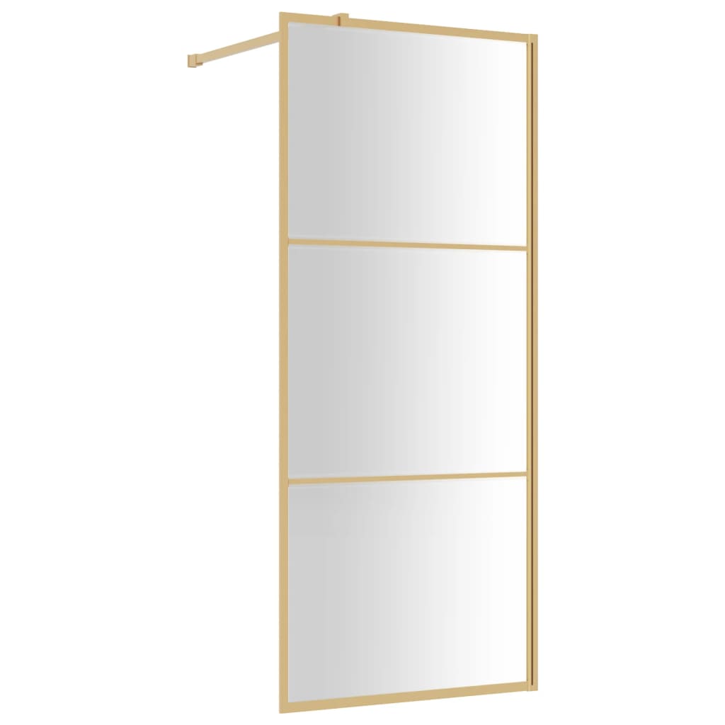 Vidaxl walk-in brusevæg gennemsigtig 80x195 cm esg-glas guldfarvet