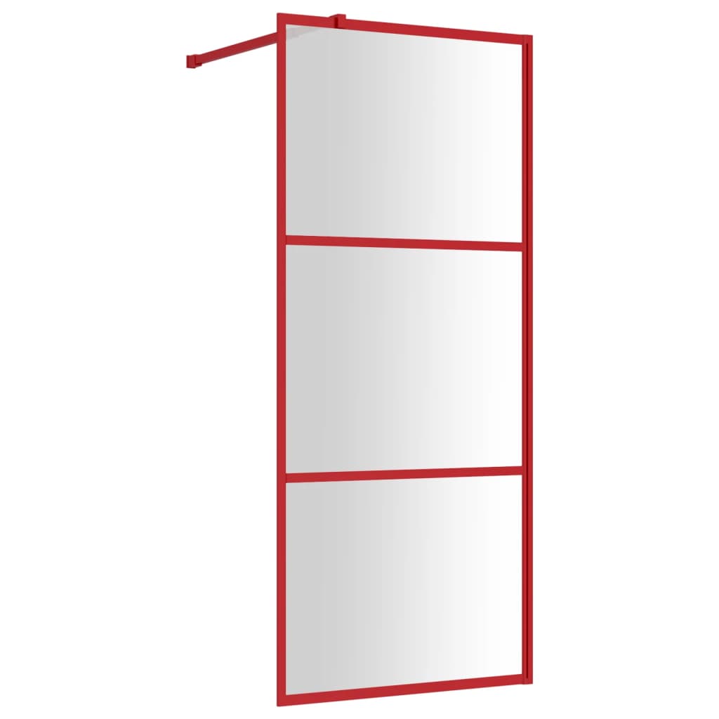 Vidaxl inloopdouchewand transparant 90x195 cm esg-glas rood