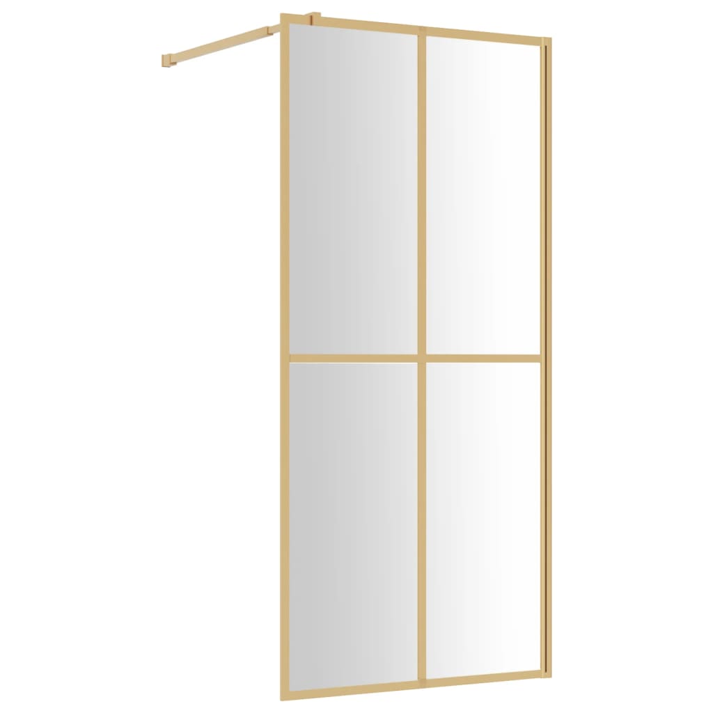 Vidaxl walk-in brusevæg gennemsigtig 80x195 cm esg-glas guldfarvet