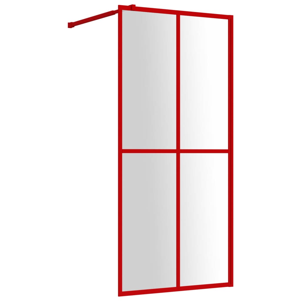 Vidaxl walk-in brusevæg gennemsigtig 100x195 cm esg glas rød