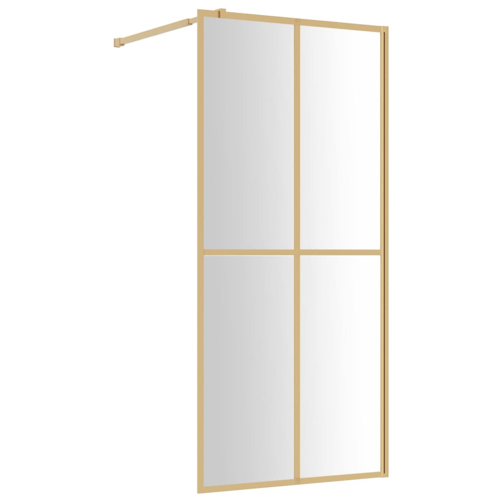 Vidaxl walk-in brusevæg gennemsigtig 100x195 cm esg-glas guldfarvet