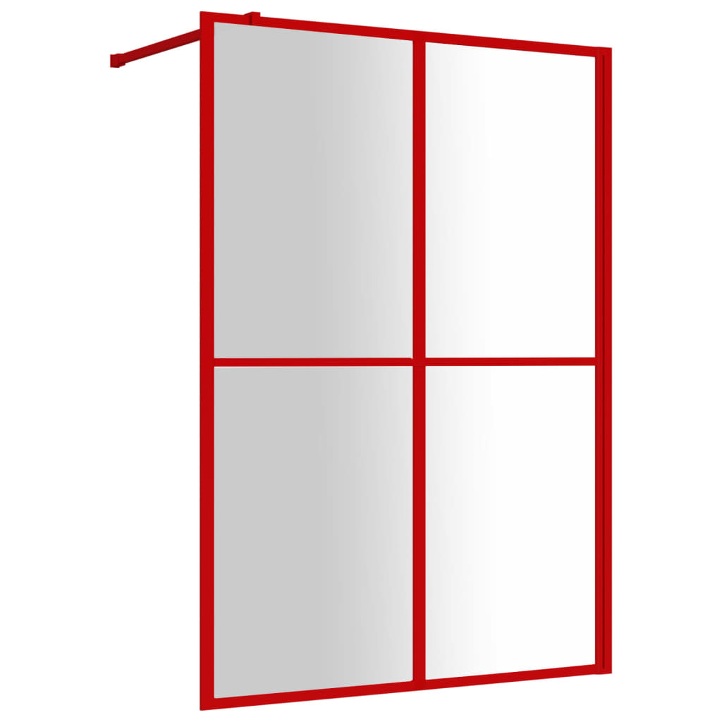 Vidaxl walk-in brusevæg gennemsigtig 140x195 cm esg glas rød