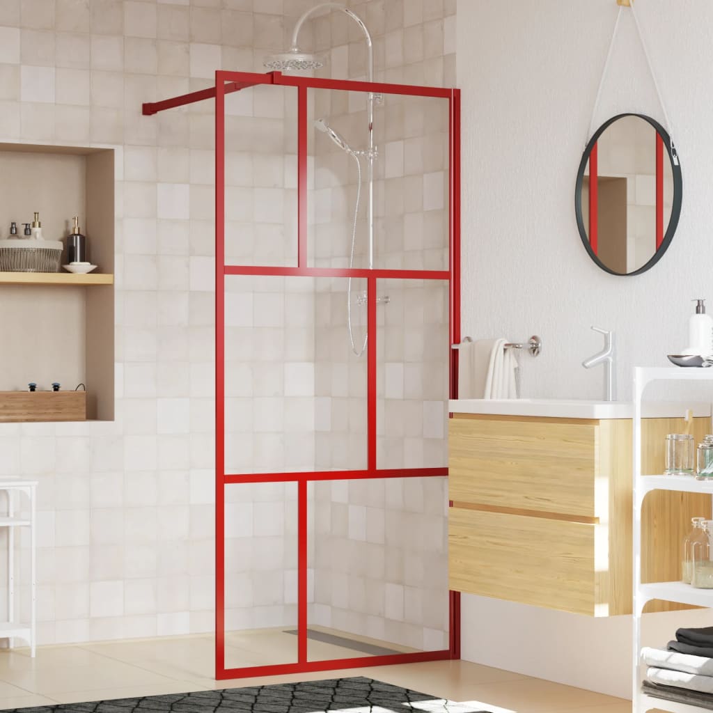 Vidaxx cabine de douche à l'italienne transparent 80x195 cm verre ESG rouge