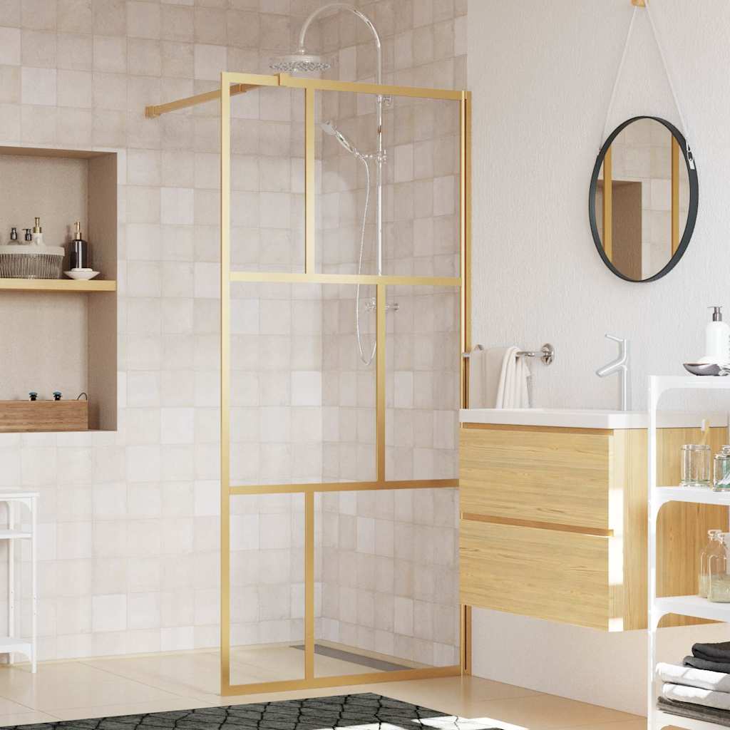 Vidaxx paroi de douche à l'italienne transparent 80x195 cm verre ESG doré
