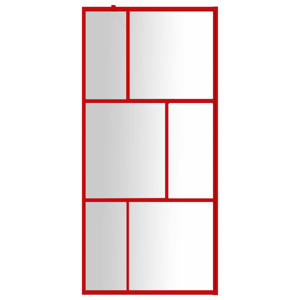 Vidaxl walk-in walk-in muro trasparente 90x195 cm di vetro ESG rosso