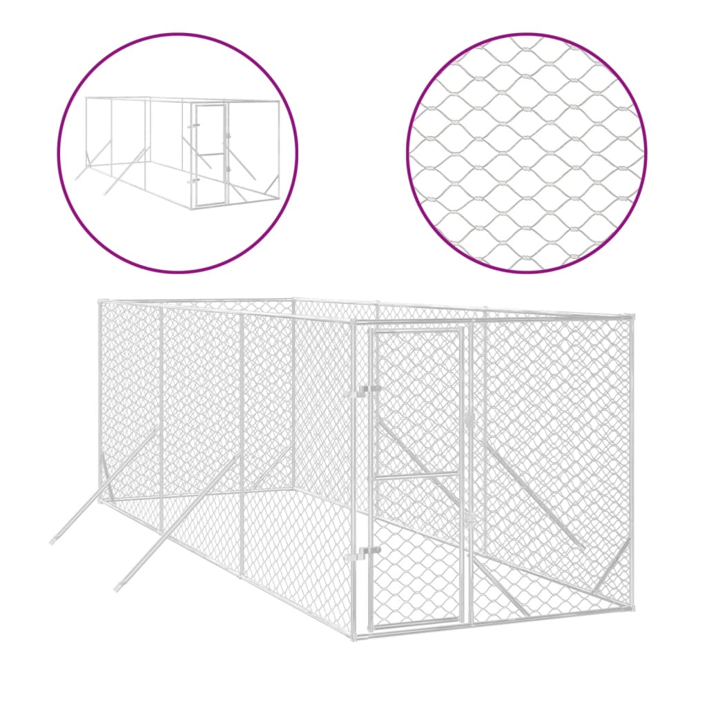 Vidaxl -Hundezwinger für Außen 2x6x2 m verzinktes Stahl Silber