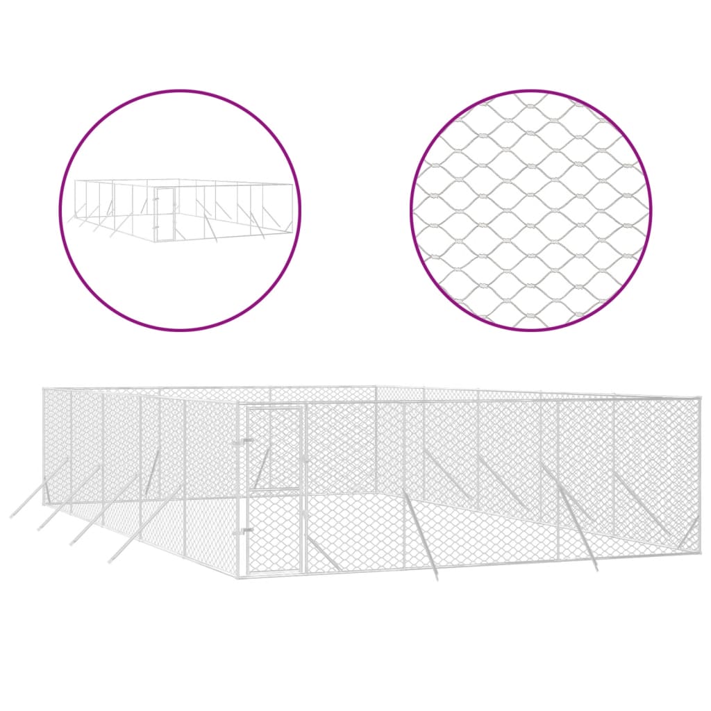 Vidaxl -Hundezwinger für Außenliebhaber 6x10x2 m verzinktes Stahl Silber