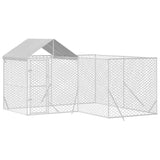 Vidaxl Chien de chien avec toit 4x4x2,5 m Galvanisé en acier argent