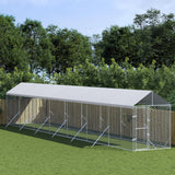 Vidaxl -Hundezwinger mit Dach 2x14x2,5 M verzinktes Stahl Silber