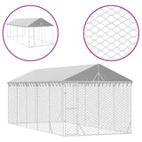 Vidaxl Dog Kennel med tag 3x7,5x2,5 m galvaniseret stålsølv