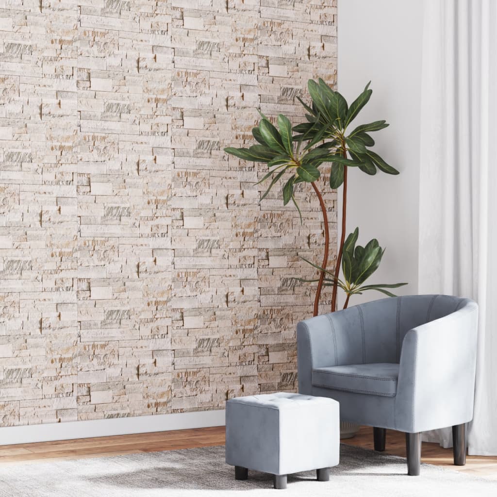 VidaXL papier peint intissé 3D aspect pierre 10x0,53 m gris et beige