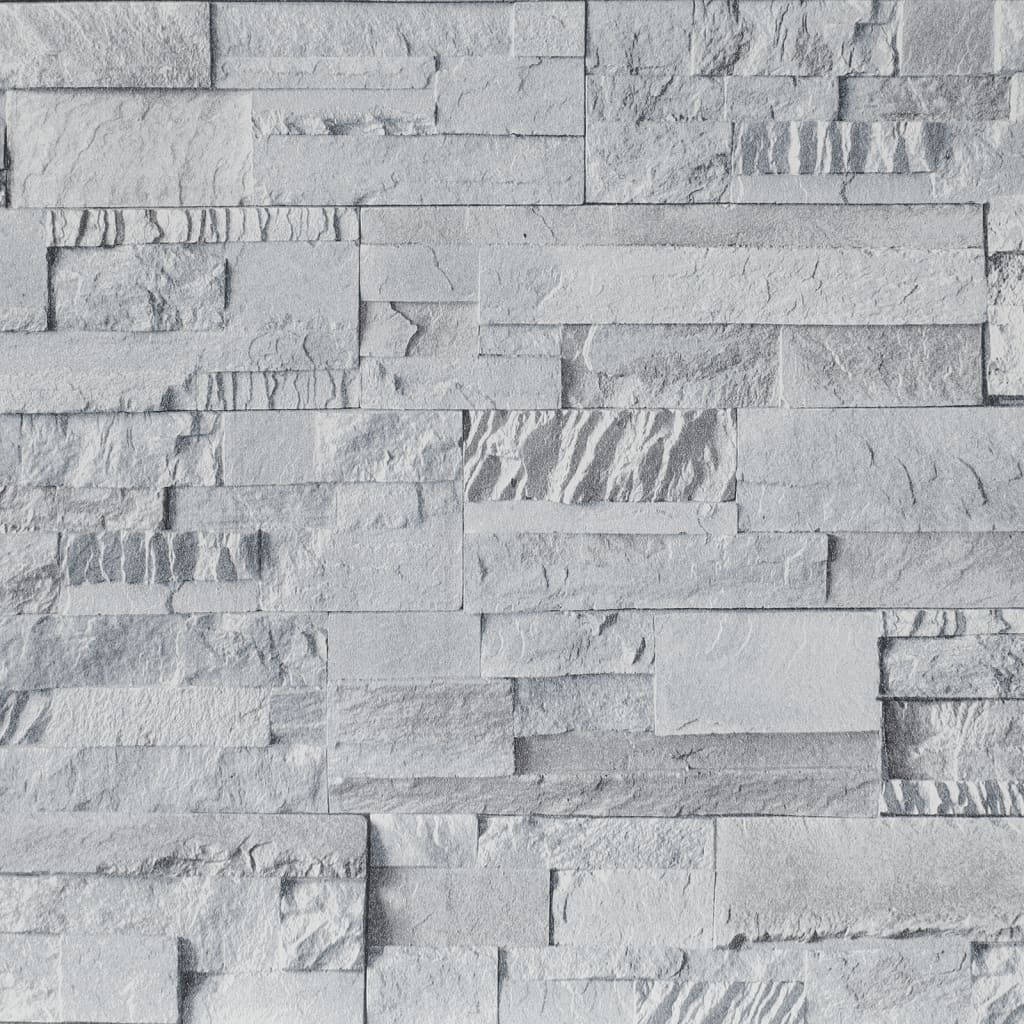 VidaXL papier peint intissé 3D aspect pierre 10x0,53 m gris clair