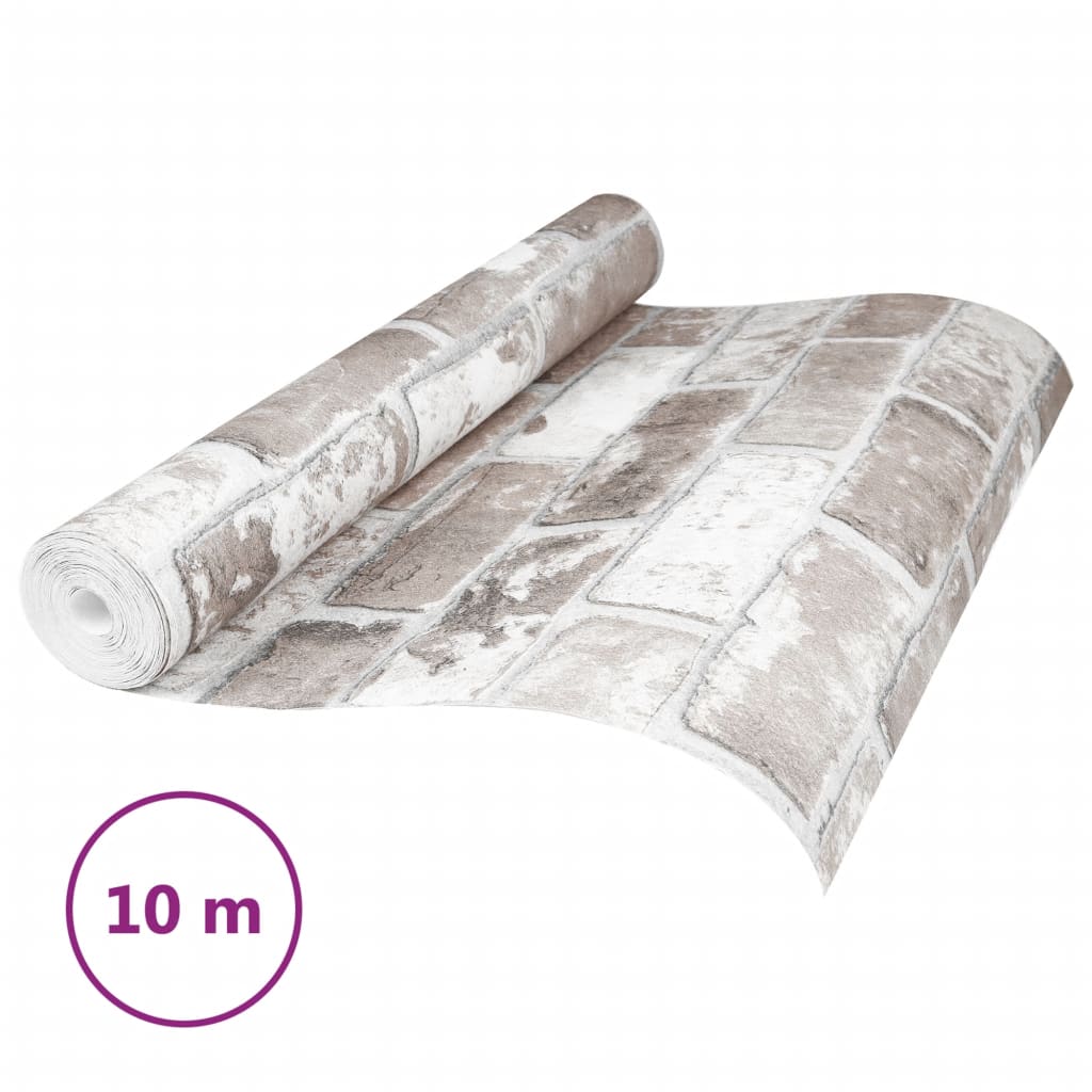 VidaXL papier peint intissé motif brique 3D 10x0,53 m gris