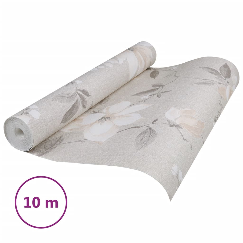 VidaXL papier peint intissé motif fleur 3D 10x0,53 m gris
